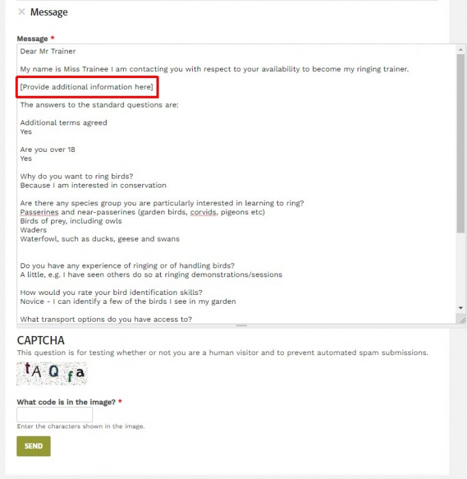 Screenshot of email to Trainer Screenshot of email to Trainer