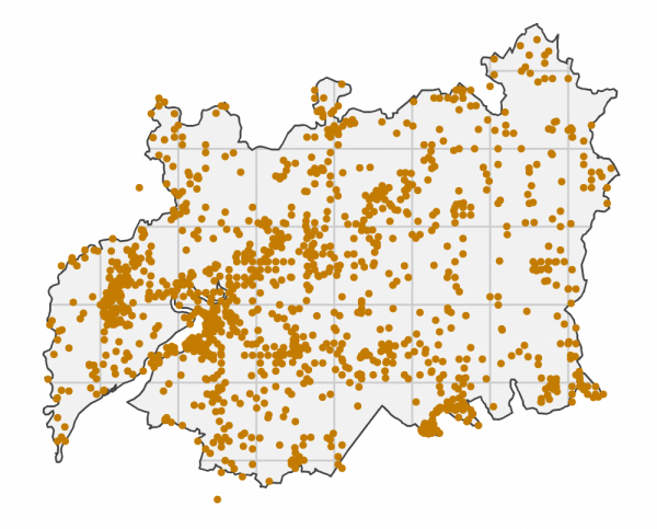 BirdTrack sites Gloucestershire 2020