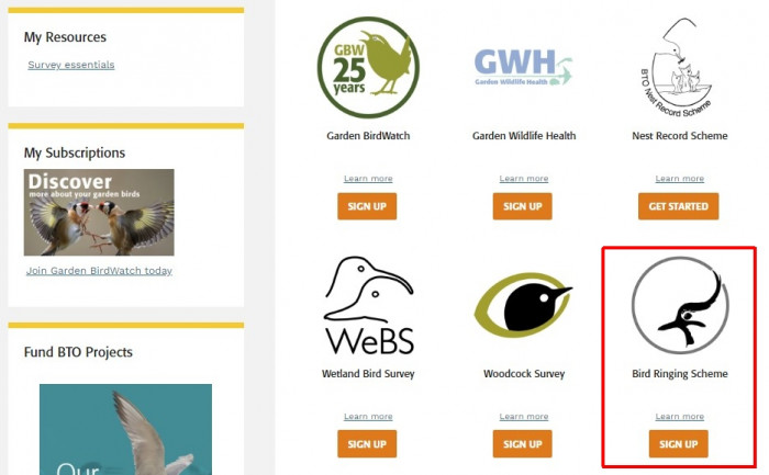 Screenshot showing the Ringing Scheme logo / sign up location Screenshot showing the Ringing Scheme logo / sign up location