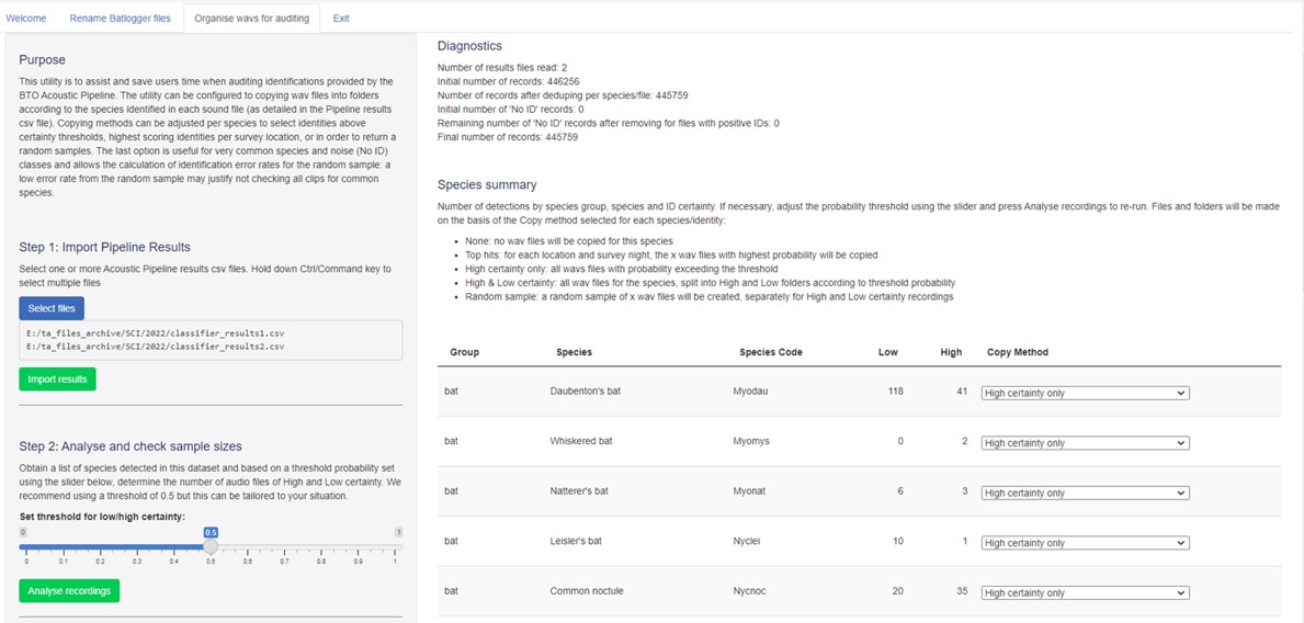Acoustic Pipeline R Shiny App. 