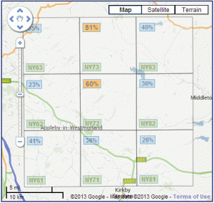 Map showing the 10KM square 