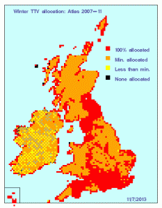 Map of winter TTV allocation: Atlas 2007-11